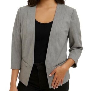 EUC Express Zip Pocket Cutaway Light Gray Cropped Blazer 6